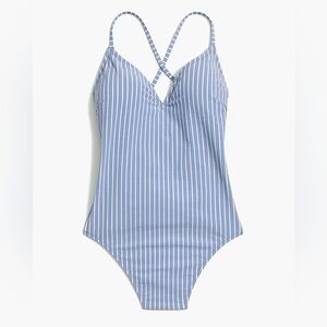 J crew stripe lace-up one piece swimsuit